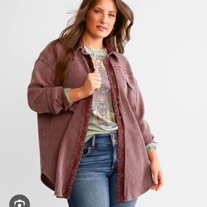 BKE Waffle Knit Burgundy Top